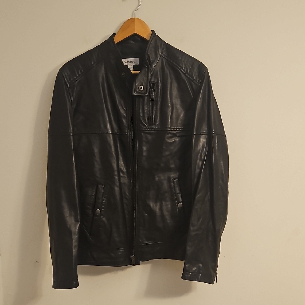Le Chateau Black Leather Bomber Jacket